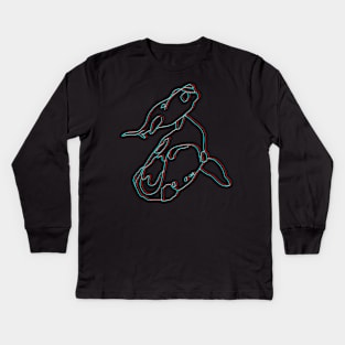 Glitchy Southern Right Whales - Mom and Calf Kids Long Sleeve T-Shirt